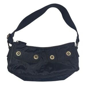 GAP Black Nylon Floral Shoulder Bag Unisex‎ Medium Adjustable Strap